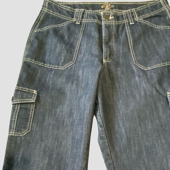 Riders By Lee Womens Denim Cargo Bermuda Vacation Casual Short- Sz- 14 - Picture 2 of 16